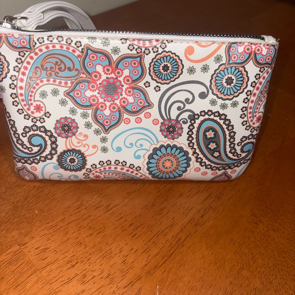Stylish Stone Mountain White and Multicolor Leather Double Belted Waist Bag